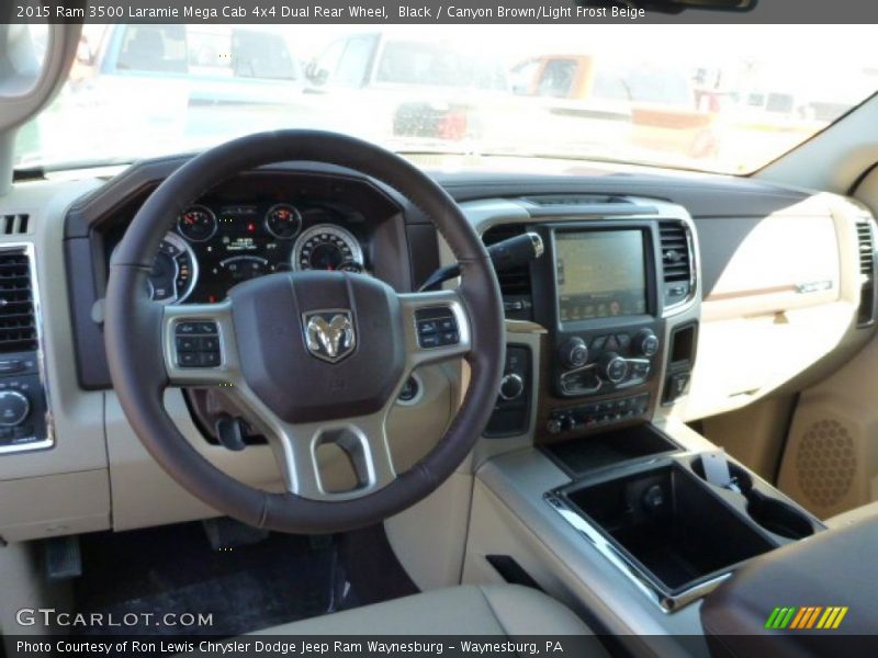 Black / Canyon Brown/Light Frost Beige 2015 Ram 3500 Laramie Mega Cab 4x4 Dual Rear Wheel