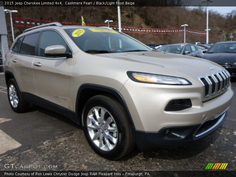 Cashmere Pearl / Black/Light Frost Beige 2015 Jeep Cherokee Limited 4x4
