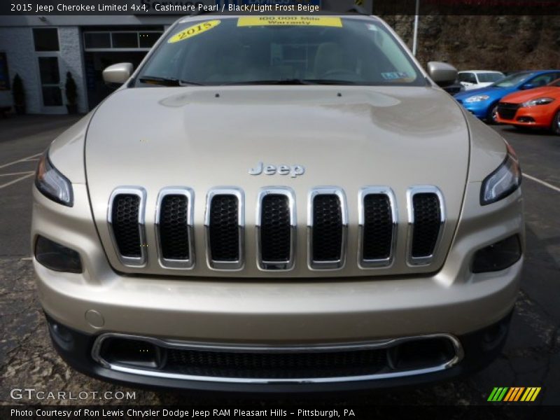 Cashmere Pearl / Black/Light Frost Beige 2015 Jeep Cherokee Limited 4x4