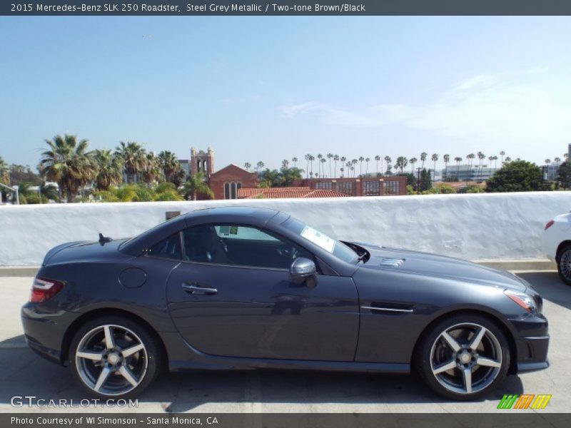 Steel Grey Metallic / Two-tone Brown/Black 2015 Mercedes-Benz SLK 250 Roadster