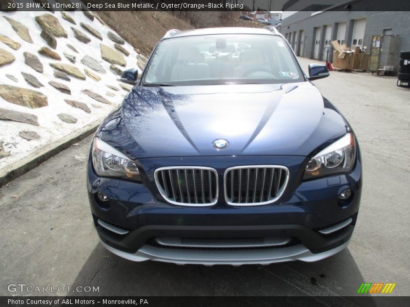 Deep Sea Blue Metallic / Oyster/Orange-Black Piping 2015 BMW X1 xDrive28i