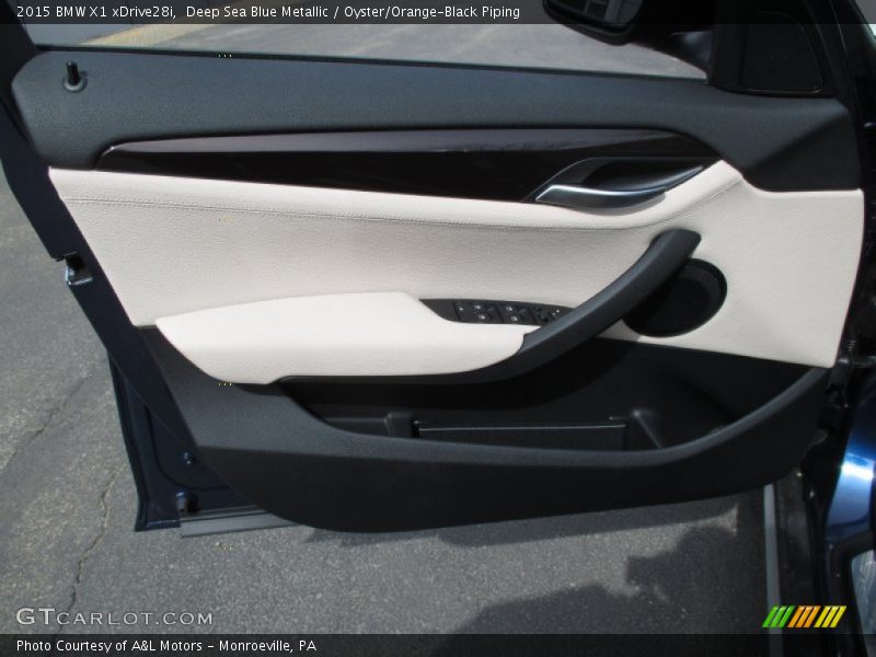 Deep Sea Blue Metallic / Oyster/Orange-Black Piping 2015 BMW X1 xDrive28i