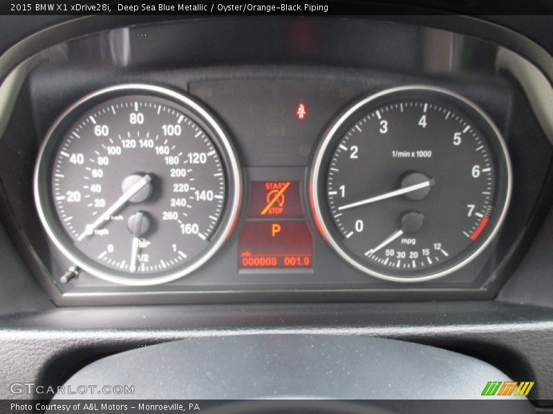 Deep Sea Blue Metallic / Oyster/Orange-Black Piping 2015 BMW X1 xDrive28i