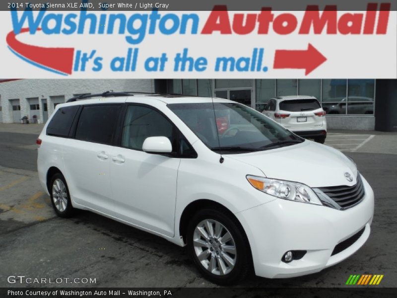 Super White / Light Gray 2014 Toyota Sienna XLE AWD