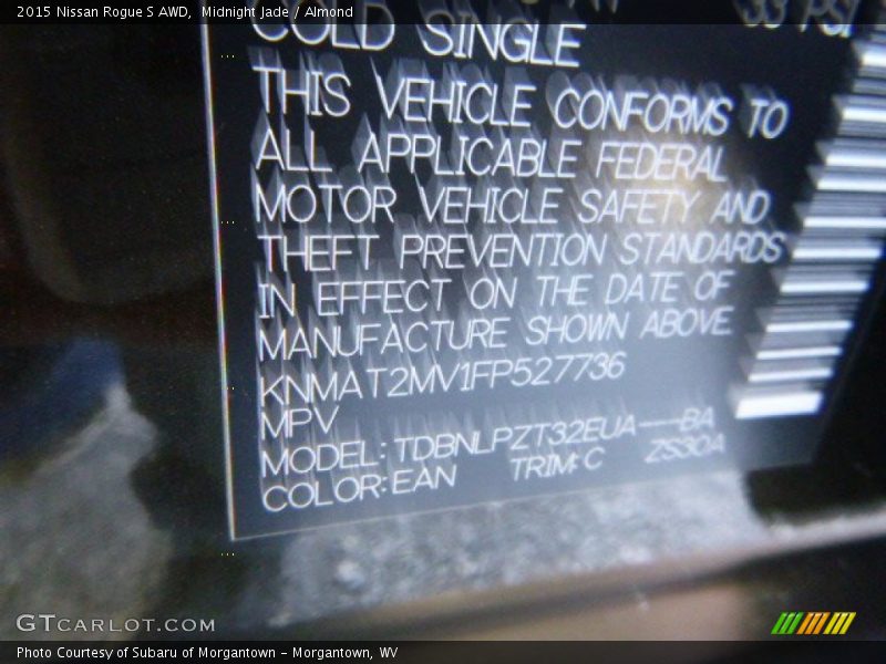 Midnight Jade / Almond 2015 Nissan Rogue S AWD