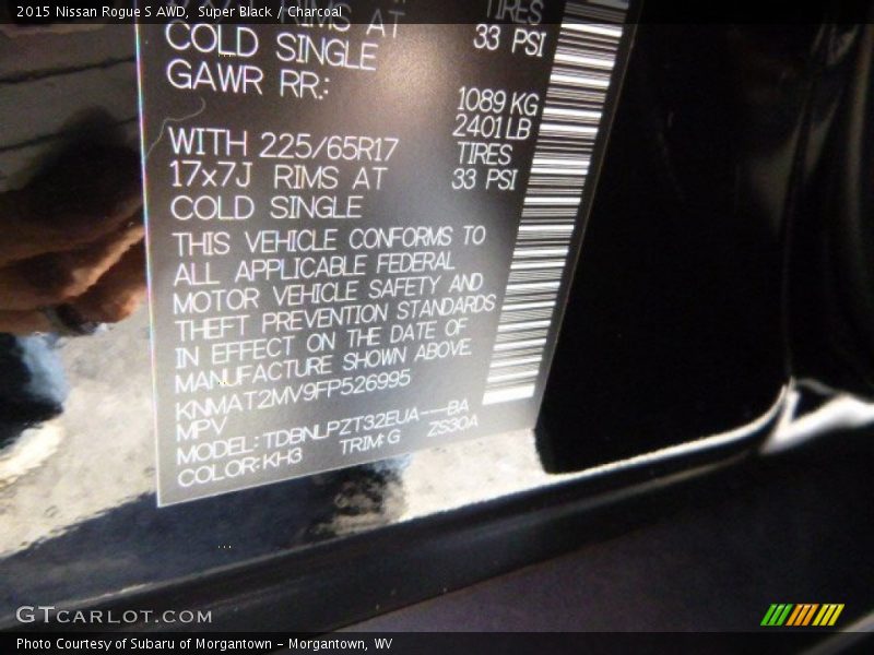 Super Black / Charcoal 2015 Nissan Rogue S AWD