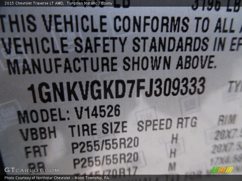 Tungsten Metallic / Ebony 2015 Chevrolet Traverse LT AWD