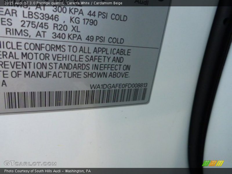 Cararra White / Cardamom Beige 2015 Audi Q7 3.0 Prestige quattro