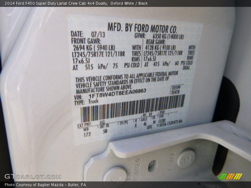 Oxford White / Black 2014 Ford F450 Super Duty Lariat Crew Cab 4x4 Dually