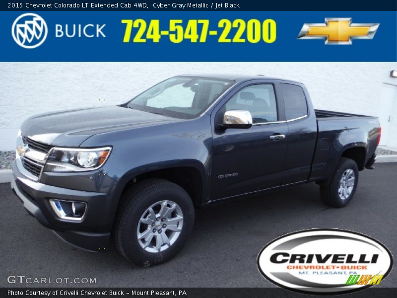 Cyber Gray Metallic / Jet Black 2015 Chevrolet Colorado LT Extended Cab 4WD