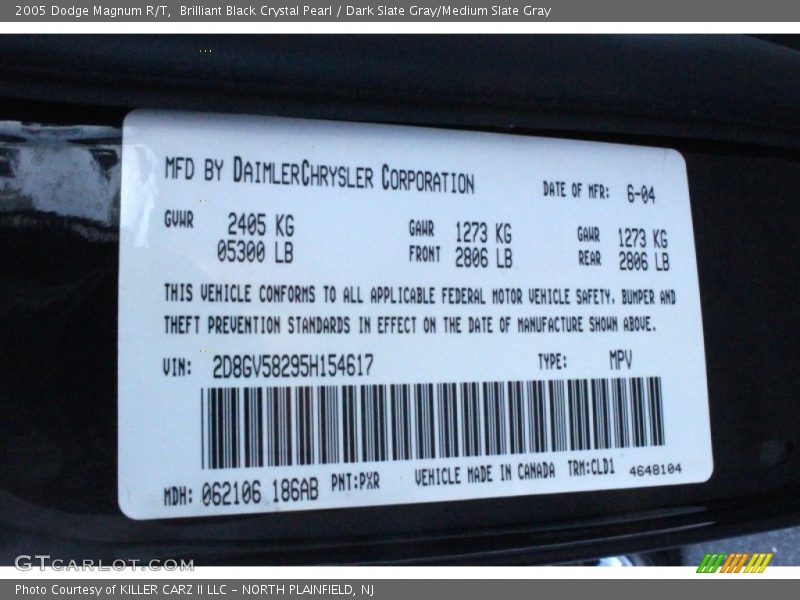 Brilliant Black Crystal Pearl / Dark Slate Gray/Medium Slate Gray 2005 Dodge Magnum R/T