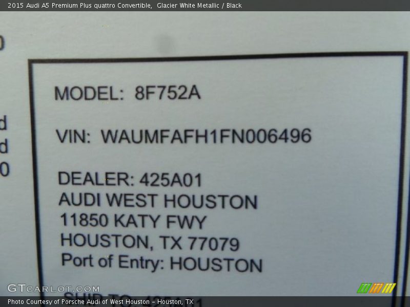 Glacier White Metallic / Black 2015 Audi A5 Premium Plus quattro Convertible