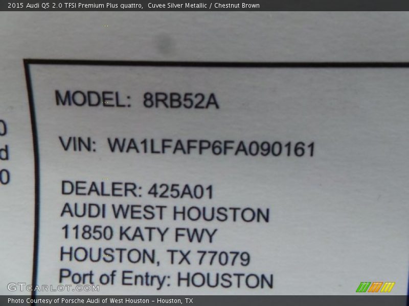 Cuvee Silver Metallic / Chestnut Brown 2015 Audi Q5 2.0 TFSI Premium Plus quattro