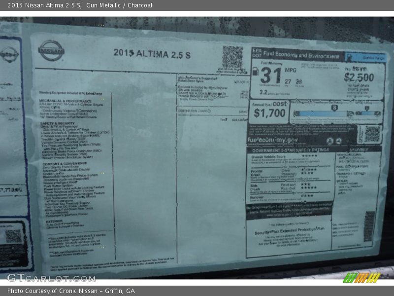 Gun Metallic / Charcoal 2015 Nissan Altima 2.5 S