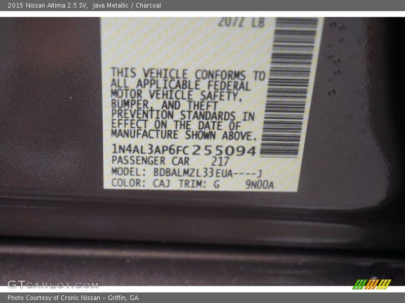 Java Metallic / Charcoal 2015 Nissan Altima 2.5 SV