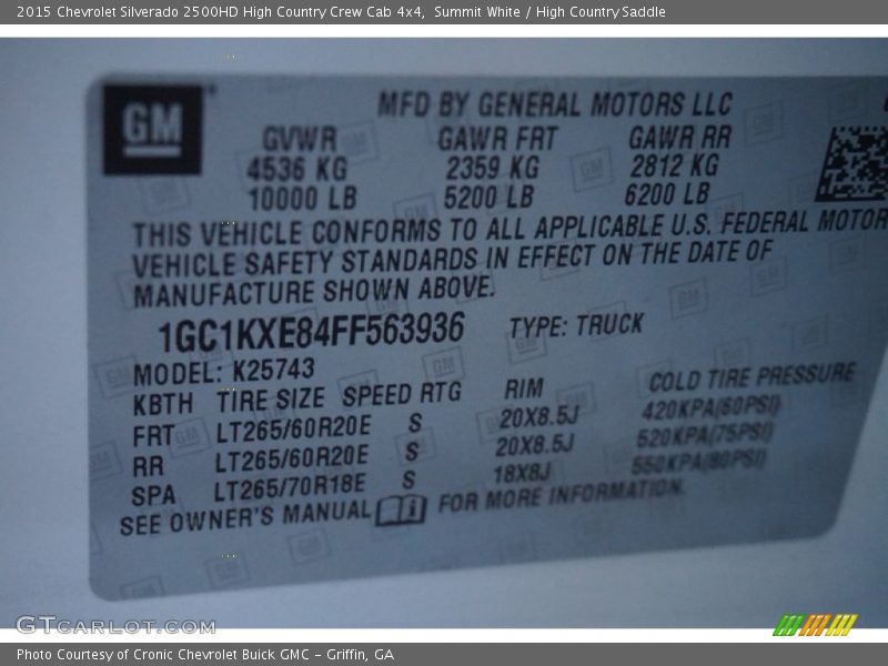 Summit White / High Country Saddle 2015 Chevrolet Silverado 2500HD High Country Crew Cab 4x4