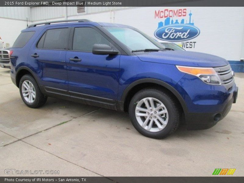 Deep Impact Blue / Medium Light Stone 2015 Ford Explorer FWD