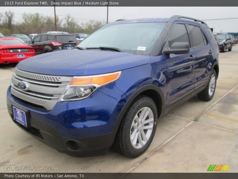 Deep Impact Blue / Medium Light Stone 2015 Ford Explorer FWD