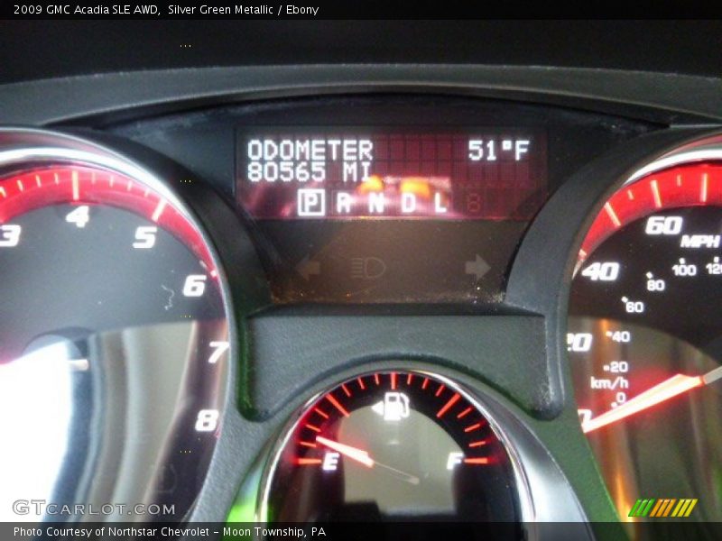 Silver Green Metallic / Ebony 2009 GMC Acadia SLE AWD