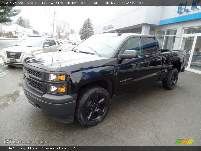 Front 3/4 View of 2015 Silverado 1500 WT Crew Cab 4x4 Black Out Edition