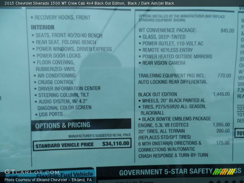  2015 Silverado 1500 WT Crew Cab 4x4 Black Out Edition Window Sticker