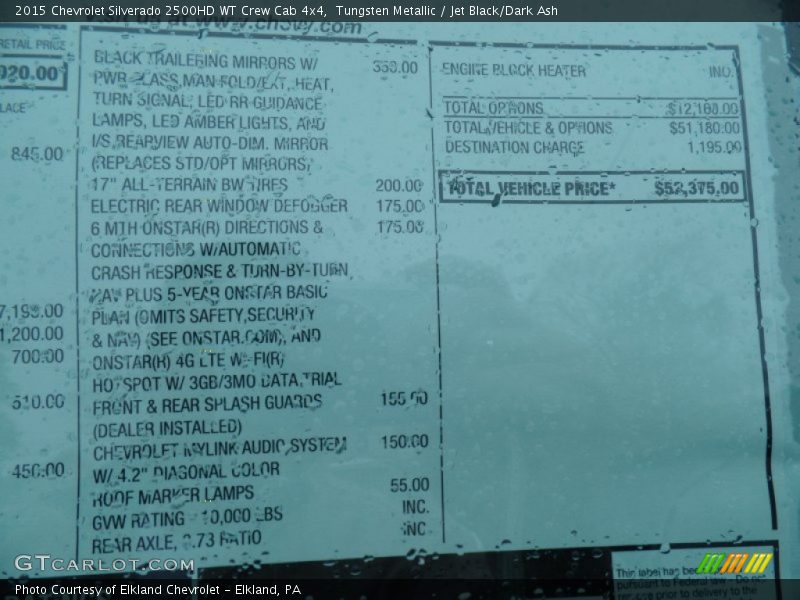 Tungsten Metallic / Jet Black/Dark Ash 2015 Chevrolet Silverado 2500HD WT Crew Cab 4x4