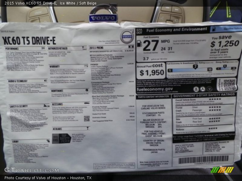 Ice White / Soft Beige 2015 Volvo XC60 T5 Drive-E