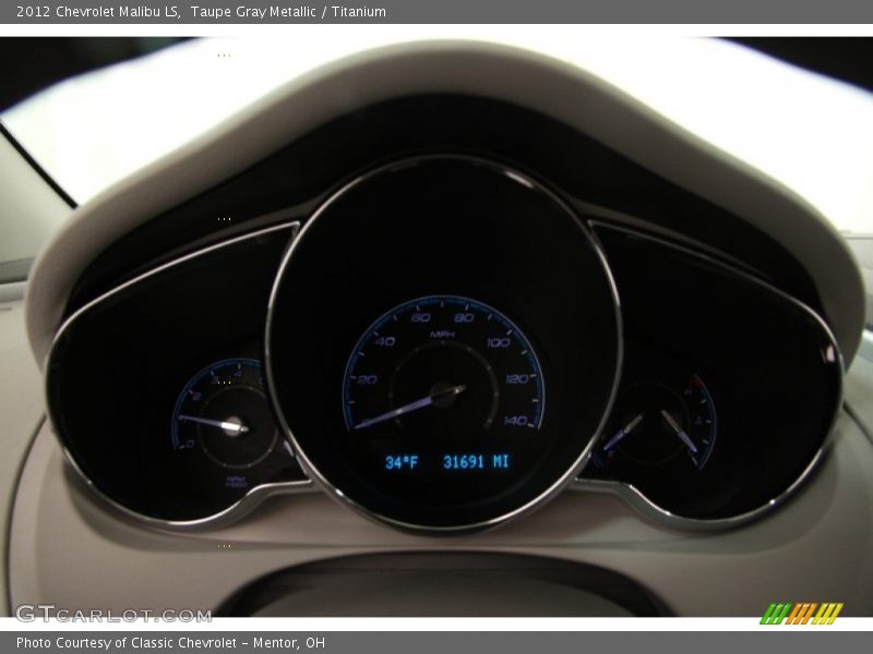 Taupe Gray Metallic / Titanium 2012 Chevrolet Malibu LS