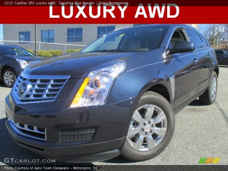 Sapphire Blue Metallic / Shale/Brownstone 2015 Cadillac SRX Luxury AWD