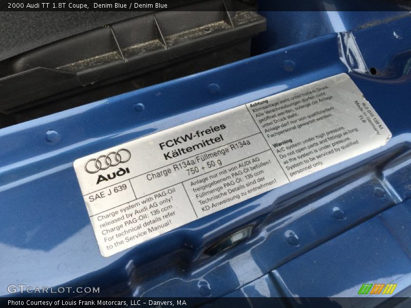 Info Tag of 2000 TT 1.8T Coupe