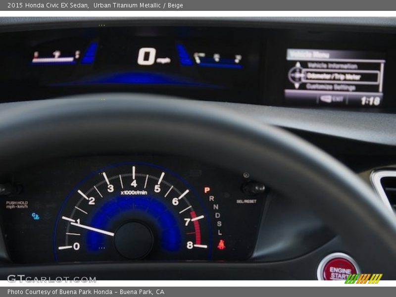 Urban Titanium Metallic / Beige 2015 Honda Civic EX Sedan