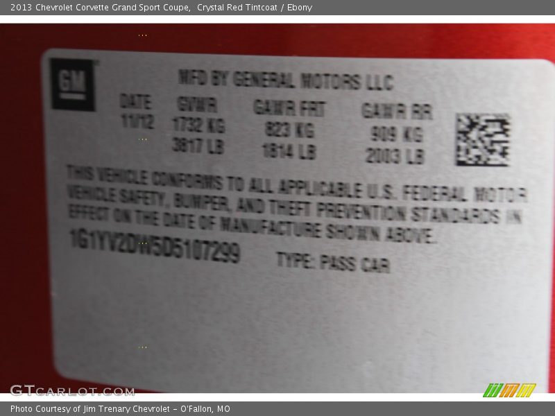 Crystal Red Tintcoat / Ebony 2013 Chevrolet Corvette Grand Sport Coupe