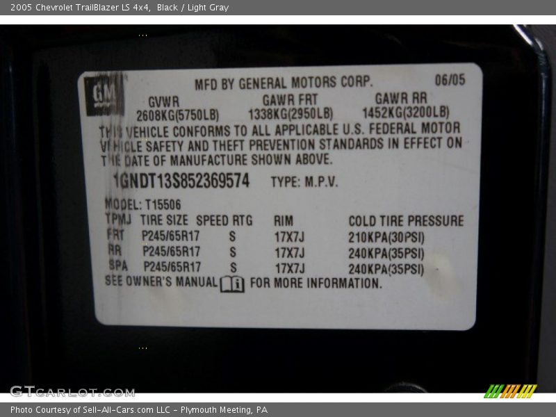 Black / Light Gray 2005 Chevrolet TrailBlazer LS 4x4