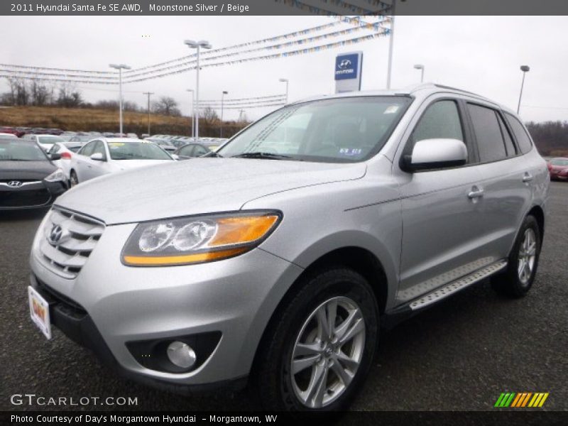 Moonstone Silver / Beige 2011 Hyundai Santa Fe SE AWD