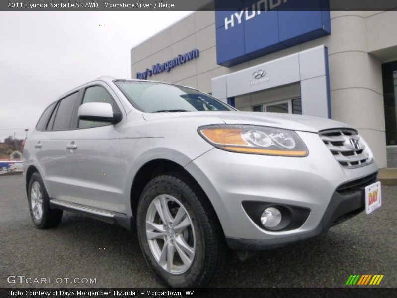Moonstone Silver / Beige 2011 Hyundai Santa Fe SE AWD