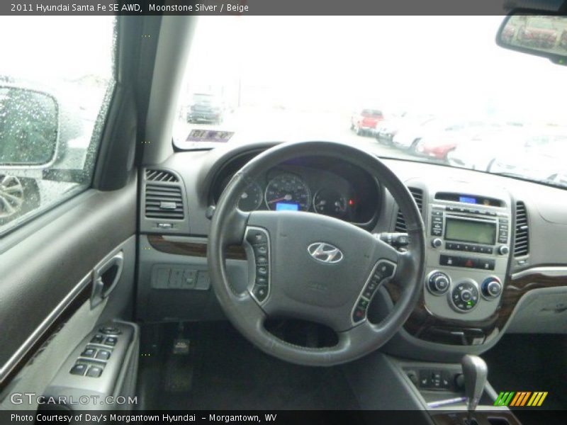Moonstone Silver / Beige 2011 Hyundai Santa Fe SE AWD