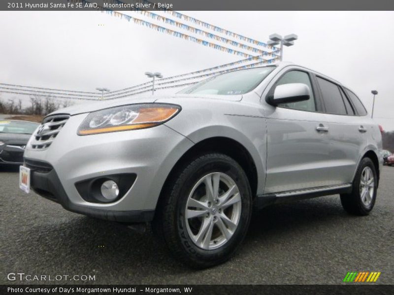 Moonstone Silver / Beige 2011 Hyundai Santa Fe SE AWD