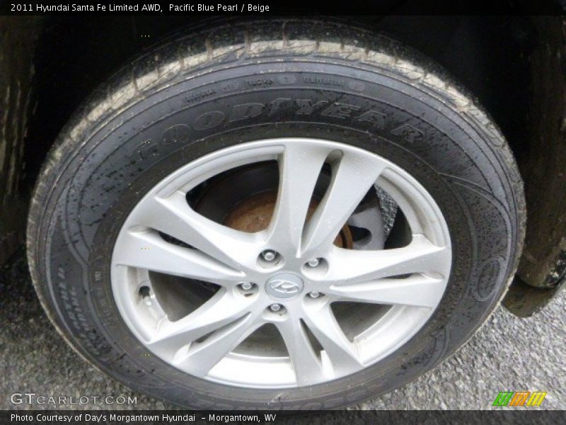 Pacific Blue Pearl / Beige 2011 Hyundai Santa Fe Limited AWD