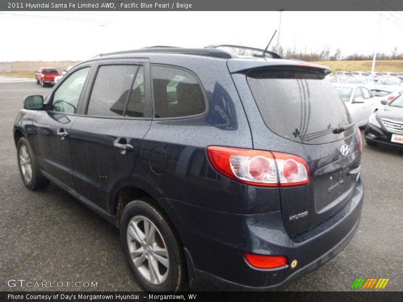 Pacific Blue Pearl / Beige 2011 Hyundai Santa Fe Limited AWD