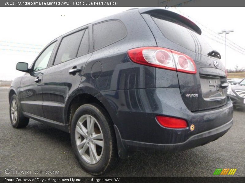 Pacific Blue Pearl / Beige 2011 Hyundai Santa Fe Limited AWD