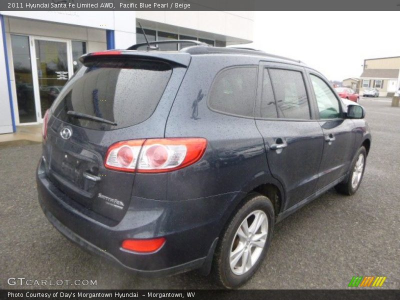 Pacific Blue Pearl / Beige 2011 Hyundai Santa Fe Limited AWD