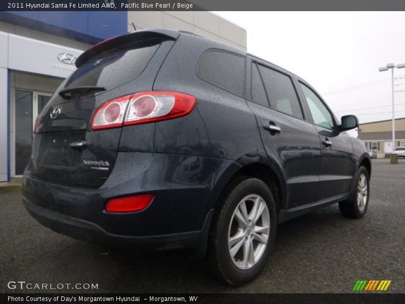 Pacific Blue Pearl / Beige 2011 Hyundai Santa Fe Limited AWD
