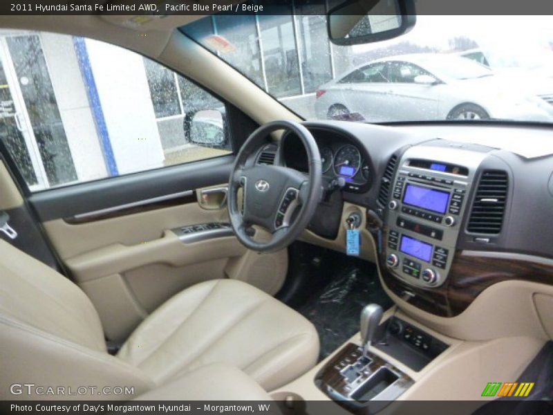 Pacific Blue Pearl / Beige 2011 Hyundai Santa Fe Limited AWD