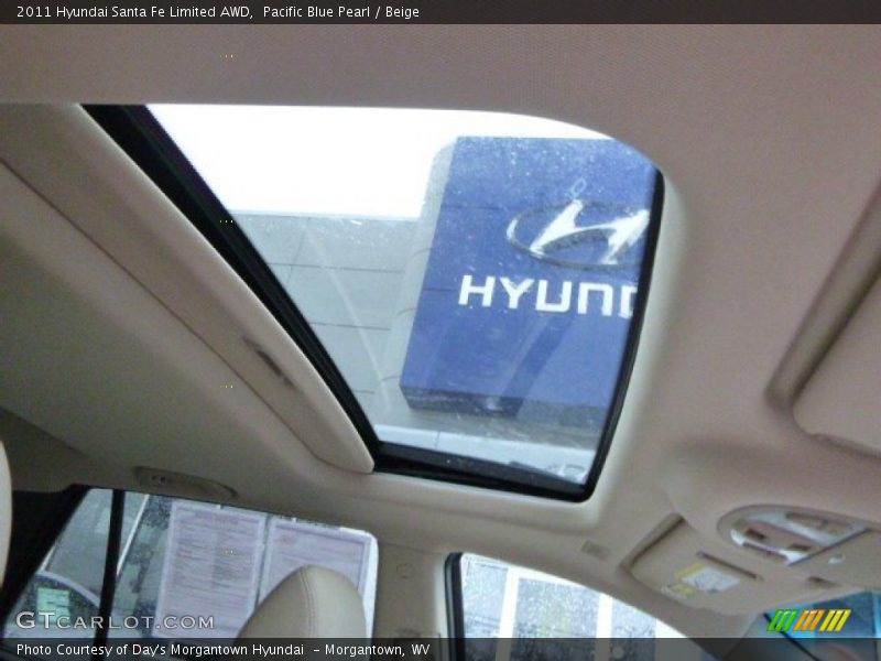 Pacific Blue Pearl / Beige 2011 Hyundai Santa Fe Limited AWD