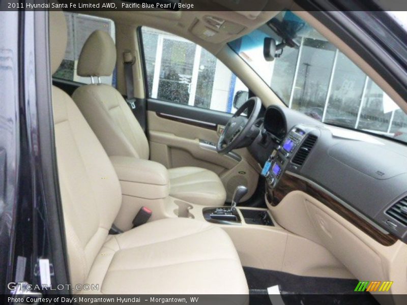 Pacific Blue Pearl / Beige 2011 Hyundai Santa Fe Limited AWD
