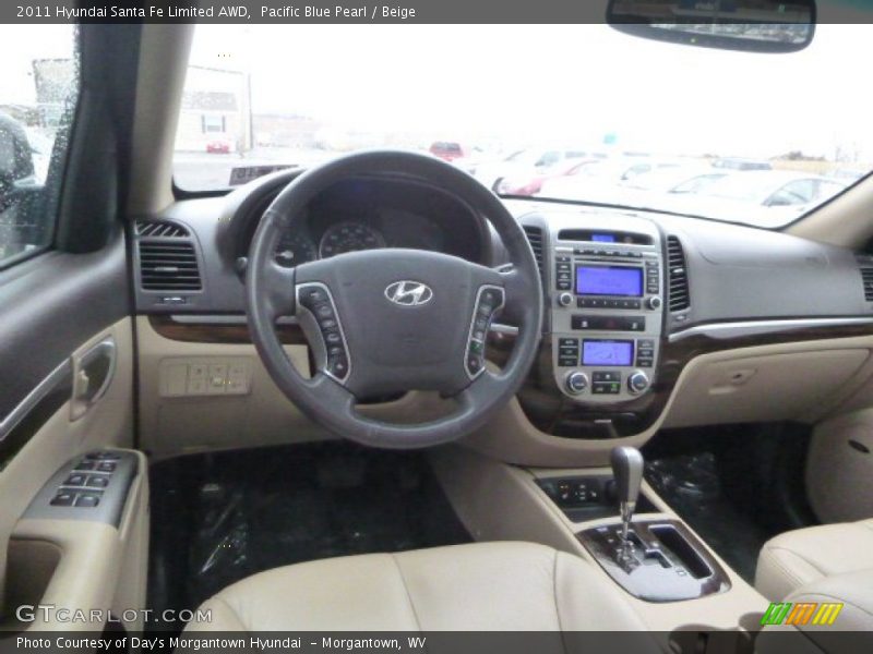 Pacific Blue Pearl / Beige 2011 Hyundai Santa Fe Limited AWD