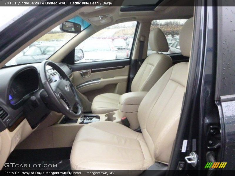 Pacific Blue Pearl / Beige 2011 Hyundai Santa Fe Limited AWD
