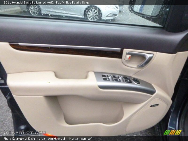 Pacific Blue Pearl / Beige 2011 Hyundai Santa Fe Limited AWD