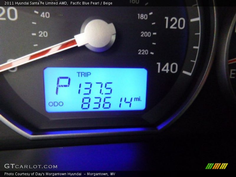 Pacific Blue Pearl / Beige 2011 Hyundai Santa Fe Limited AWD