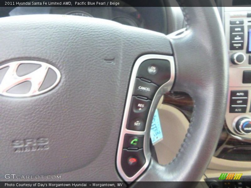Pacific Blue Pearl / Beige 2011 Hyundai Santa Fe Limited AWD